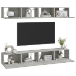 Mobili Porta TV a Parete 4 pz Grigio Cemento 100x30x30 cm