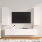 Set di Mobili Porta TV 4 pz Bianco in Legno Multistrato