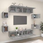 Set Mobili Porta TV 8pz Grigio Sonoma in Legno Multistrato