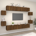 Set Mobili Porta TV 8pz Rovere Marrone in Legno Multistrato