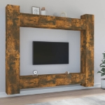 Set Mobili Porta TV 8pz Rovere Fumo in Legno Multistrato