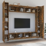 Set Mobili Porta TV 8pz Rovere Fumo in Legno Multistrato