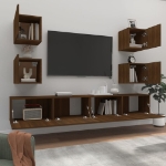 Set Mobili Porta TV 6 pz Rovere Marrone in Legno Multistrato