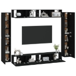 Set Mobili Porta TV 8pz Nero in Legno Multistrato