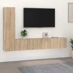 Set di Mobili Porta TV 4 pz Rovere Sonoma in Legno Multistrato