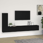 Set Mobili Porta TV 3 pz Nero in Legno Multistrato