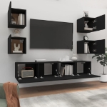 Set Mobili Porta TV 6 pz Nero in Legno Multistrato