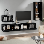 Set Mobili Porta TV 4 pz Nero in Legno Multistrato