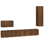 Set Mobili Porta TV 4 pz Rovere Marrone in Legno Multistrato