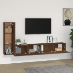 Set Mobili Porta TV 3 pz Rovere Marrone in Legno Multistrato