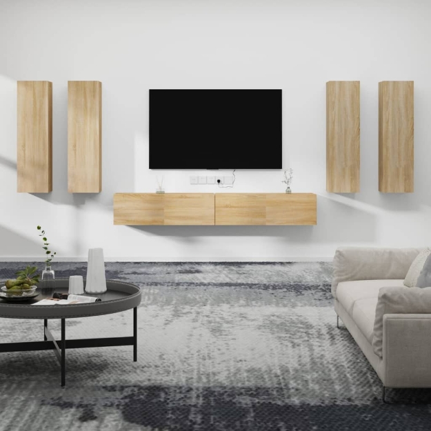 Set di Mobili Porta TV 6 pz Rovere Sonoma in Legno Multistrato