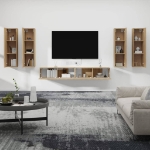 Set di Mobili Porta TV 6 pz Rovere Sonoma in Legno Multistrato