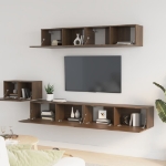 Set Mobili Porta TV 5 pz Rovere Marrone in Legno Multistrato