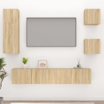 Set di Mobili Porta TV 5 pz Rovere Sonoma in Legno Multistrato