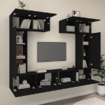 Set Mobili Porta TV 6 pz Nero in Legno Multistrato