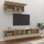 Set di Mobili Porta TV 3 pz Rovere Sonoma in Legno Multistrato