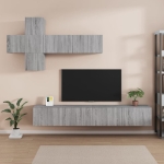 Set di Mobili Porta TV 7 pz Grigio Sonoma in Legno Multistrato