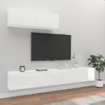 Set Mobili Porta TV 3 pz Bianco Lucido in Legno Multistrato