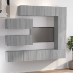 Set di Mobili Porta TV 7 pz Grigio Sonoma in Legno Multistrato