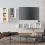 Set di Mobili Porta TV 4 pz Bianco in Legno Multistrato