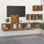 Mobile Porta TV a Parete Rovere Fumo in Legno Multistrato