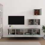 Set di Mobili Porta TV 4 pz Grigio Cemento in Legno Multistrato