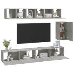 Set di Mobili Porta TV 6 pz Grigio Cemento in Legno Multistrato