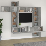 Set di Mobili Porta TV 9 pz Grigio Cemento in Legno Multistrato