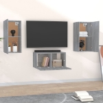 Set Mobili Porta TV 3 pz Grigio Sonoma in Legno Multistrato