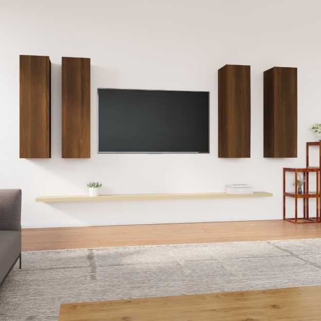 Mobili TV 4 pz Rovere Marrone 30,5x30x110 cm Legno Multistrato