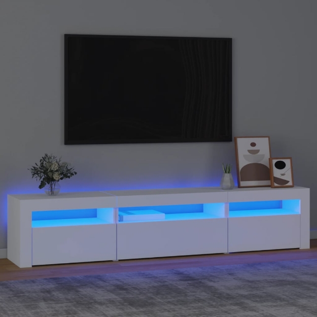 Mobile Porta TV con Luci LED Bianco 195x35x40 cm