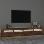 Mobile Porta TV con Luci LED Rovere Fumo 240x35x40 cm