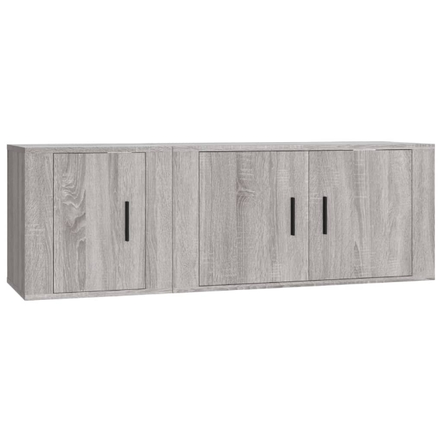 Set Mobili Porta TV 2 pz Grigio Sonoma in Legno Multistrato