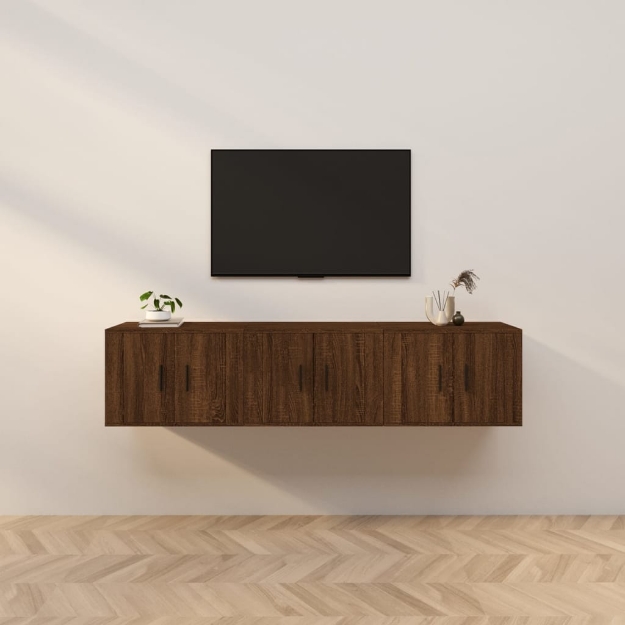 Mobili Porta TV a Parete 3 pz Rovere Marrone 57x34,5x40 cm