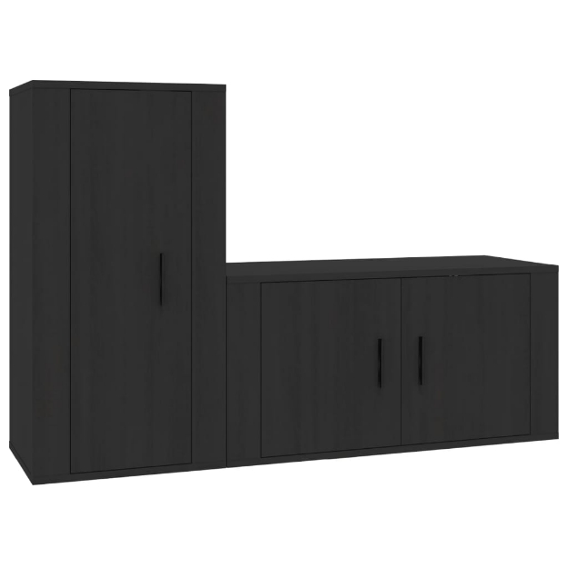 Set Mobili Porta TV 2 pz Nero in Legno Multistrato