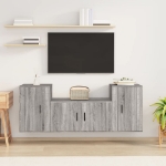 Set Mobili Porta TV 3 pz Grigio Sonoma in Legno Multistrato