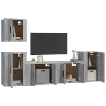 Set di Mobili Porta TV 5 pz Grigio Cemento in Legno Multistrato