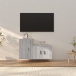 Set Mobili Porta TV 2 pz Grigio Sonoma in Legno Multistrato