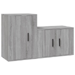 Set Mobili Porta TV 2 pz Grigio Sonoma in Legno Multistrato