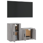 Set Mobili Porta TV 2 pz Grigio Sonoma in Legno Multistrato