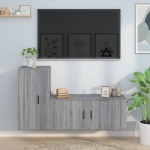 Set Mobili Porta TV 2 pz Grigio Sonoma in Legno Multistrato