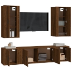 Set Mobili Porta TV 5 pz Rovere Marrone in Legno Multistrato