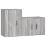 Set Mobili Porta TV 2 pz Grigio Sonoma in Legno Multistrato