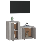 Set Mobili Porta TV 2 pz Grigio Sonoma in Legno Multistrato