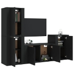 Set Mobili Porta TV 4 pz Nero in Legno Multistrato