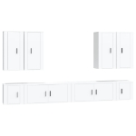 Set Mobili Porta TV 8pz Bianco in Legno Multistrato