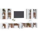 Set Mobili Porta TV 8pz Bianco in Legno Multistrato