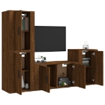 Set Mobili Porta TV 4 pz Rovere Marrone in Legno Multistrato