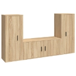 Set di Mobili Porta TV 3 pz Rovere Sonoma in Legno Multistrato