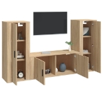 Set di Mobili Porta TV 3 pz Rovere Sonoma in Legno Multistrato